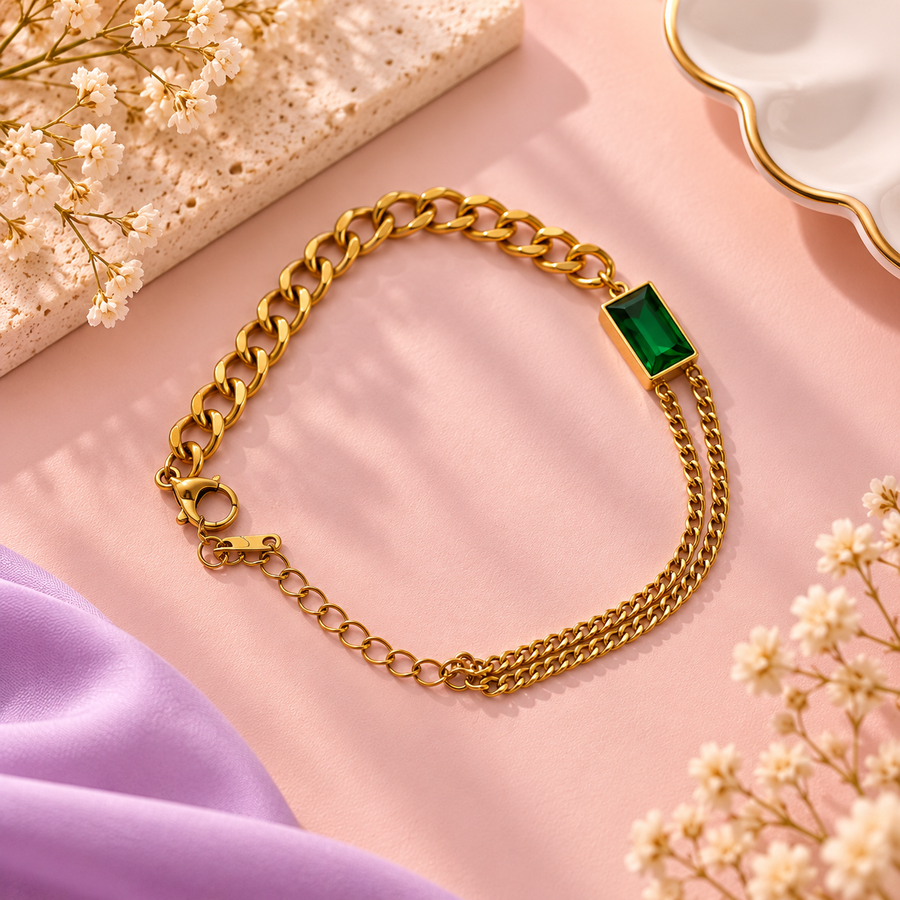 Emerald Aura Bracelet - 18k Gold Plated