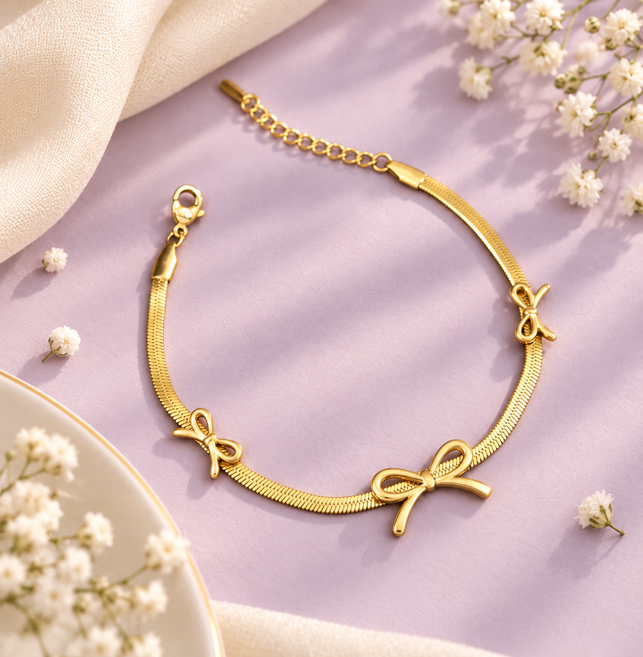 Bella Bow Bracelet- 18k Gold Plated