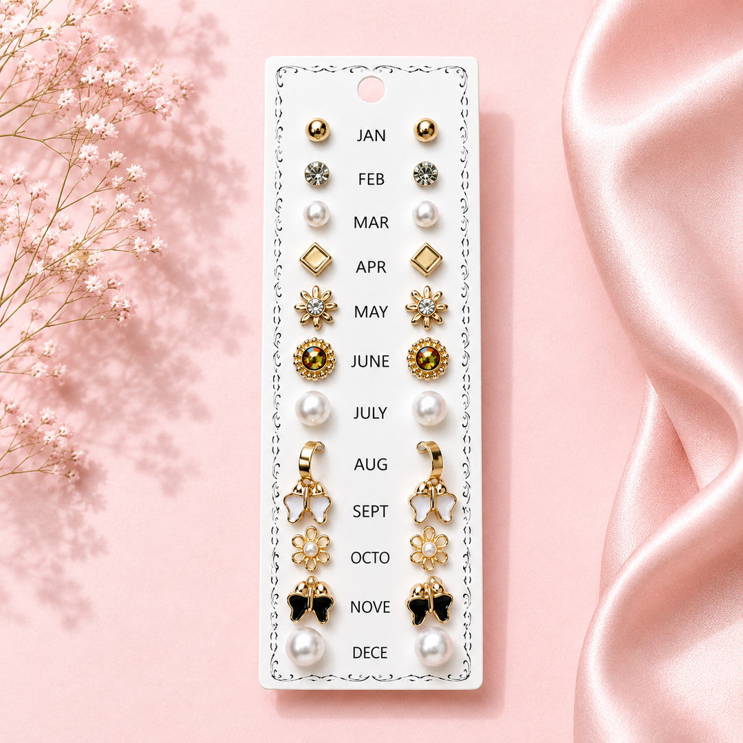 12 Months 12 Studs Earrings Combo