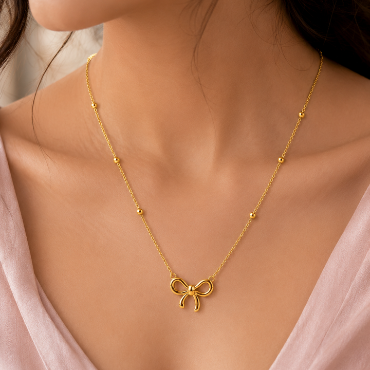 Bow Necklace - 18k Gold Plated