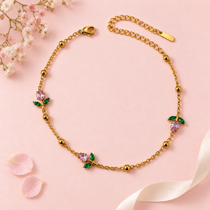 Tulip Anklet- 18k Gold Plated