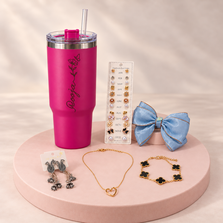 Personalised Tumbler & Treasures Combo with 5 accessories