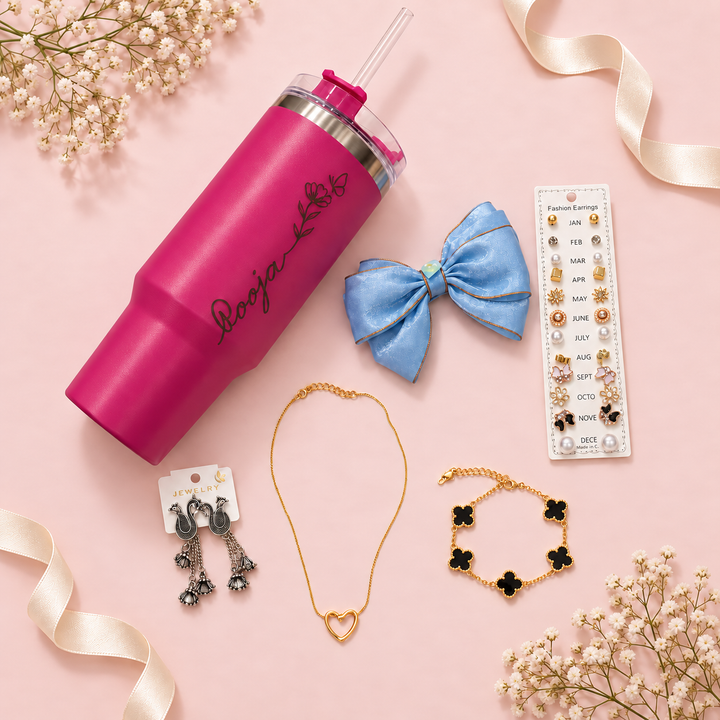 Personalised Tumbler & Treasures Combo with 5 accessories