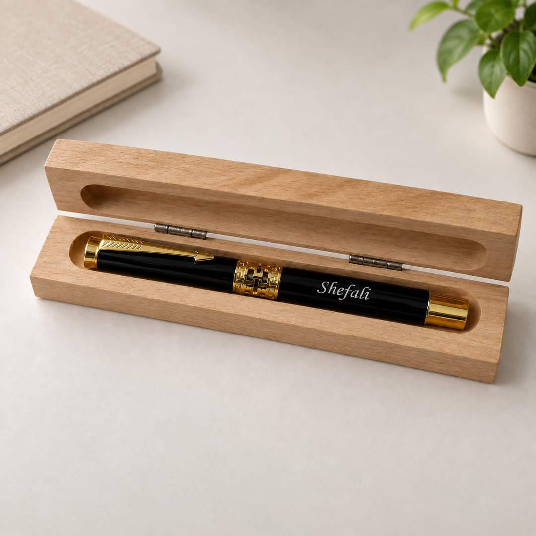 Personalised Pen With Wooden Box