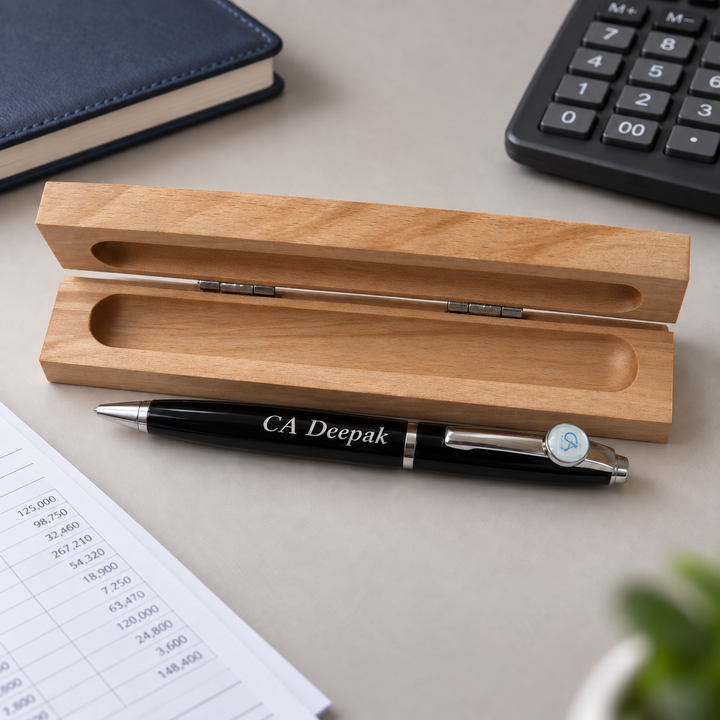Personalised Chartered Accountant Pen with Wooden Box