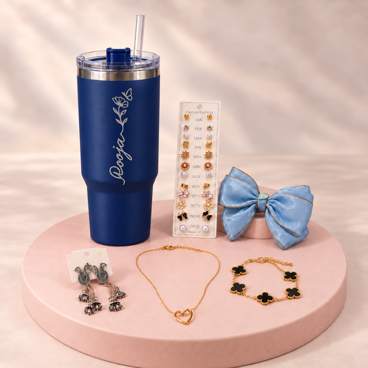Personalised Tumbler & Treasures Combo with 5 accessories