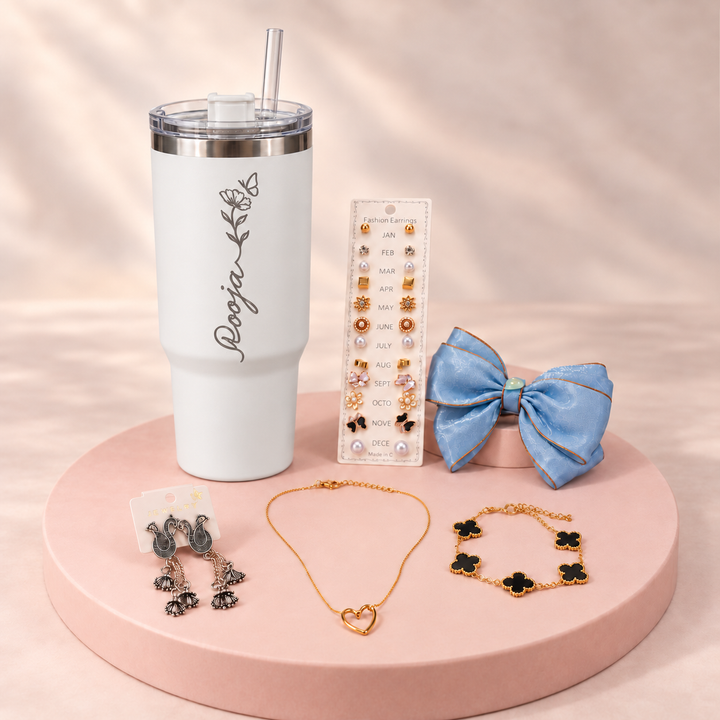 Personalised Tumbler & Treasures Combo with 5 accessories