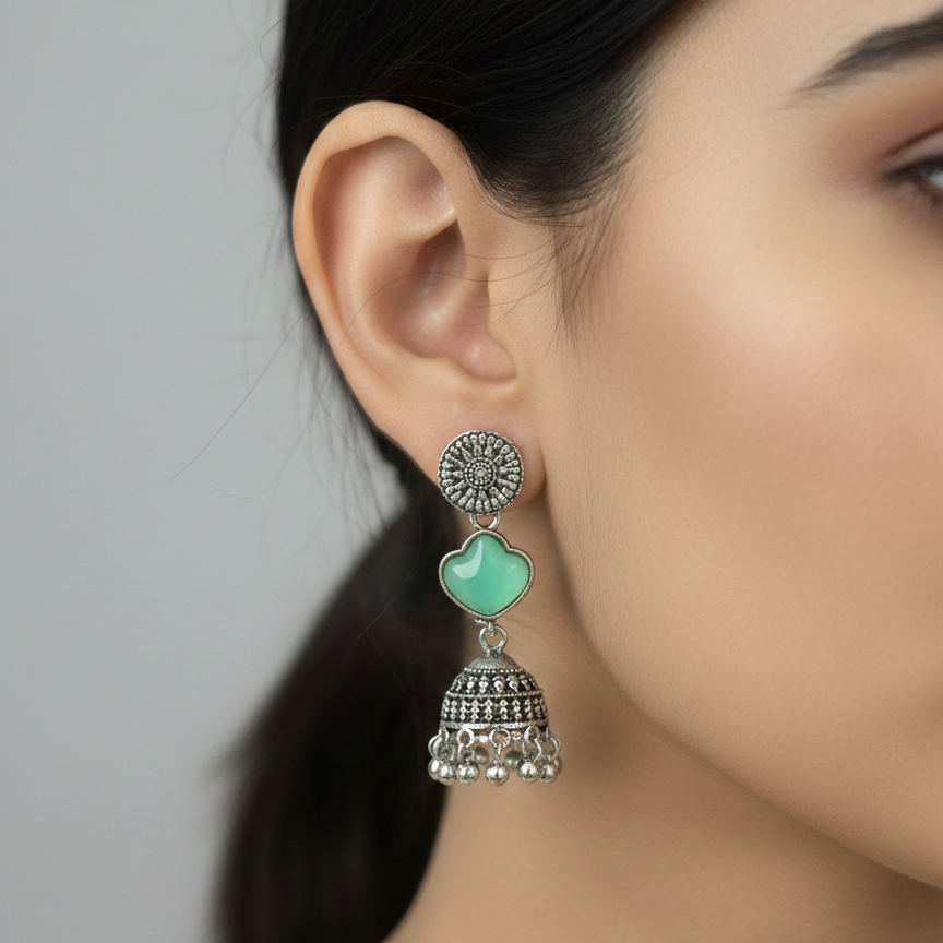 12 Jhumka Gift Set in Wooden Box with Mirror