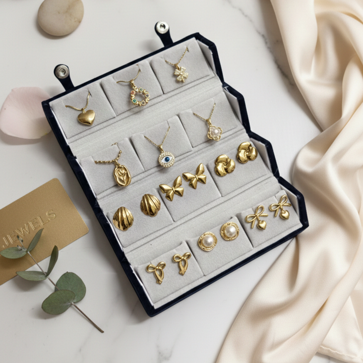 18K Gold Plated Set of 6 Necklace & Earring Sets with Folding Box