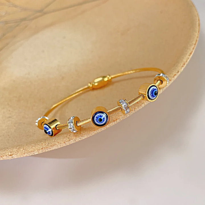 Evil Eye Bangle - 18K Gold Plated