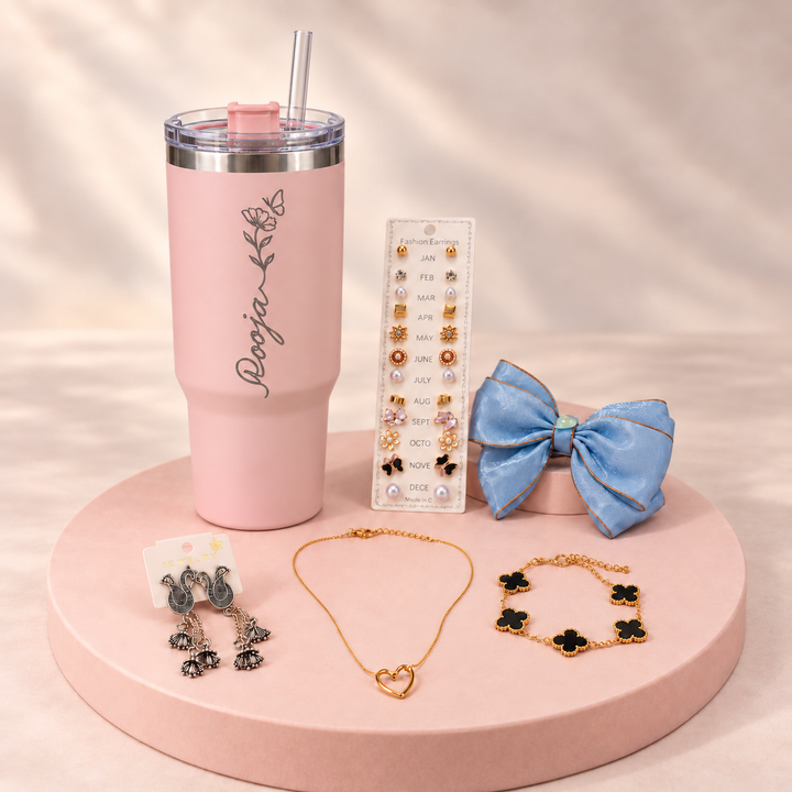 Personalised Tumbler & Treasures Combo with 5 accessories