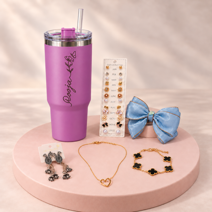 Personalised Tumbler & Treasures Combo with 5 accessories