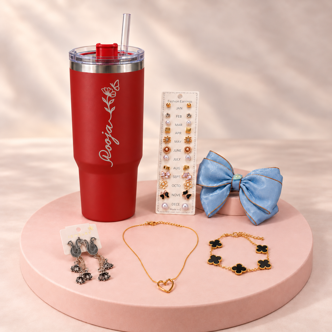 Personalised Tumbler & Treasures Combo with 5 accessories