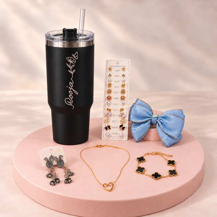 Personalised Tumbler & Treasures Combo with 5 accessories