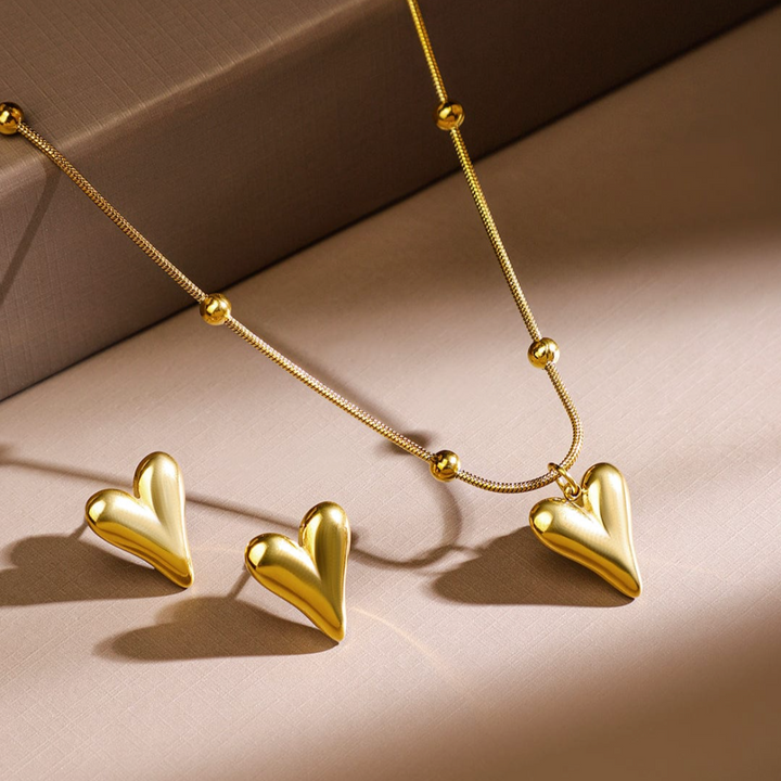 Wish Pendant and Studs set - 18K Gold Plated