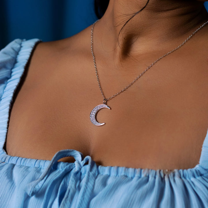 Moon Zirconia Sterling Silver Pendant