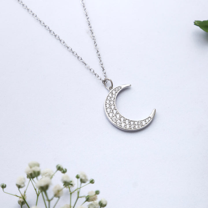 Moon Zirconia Sterling Silver Pendant