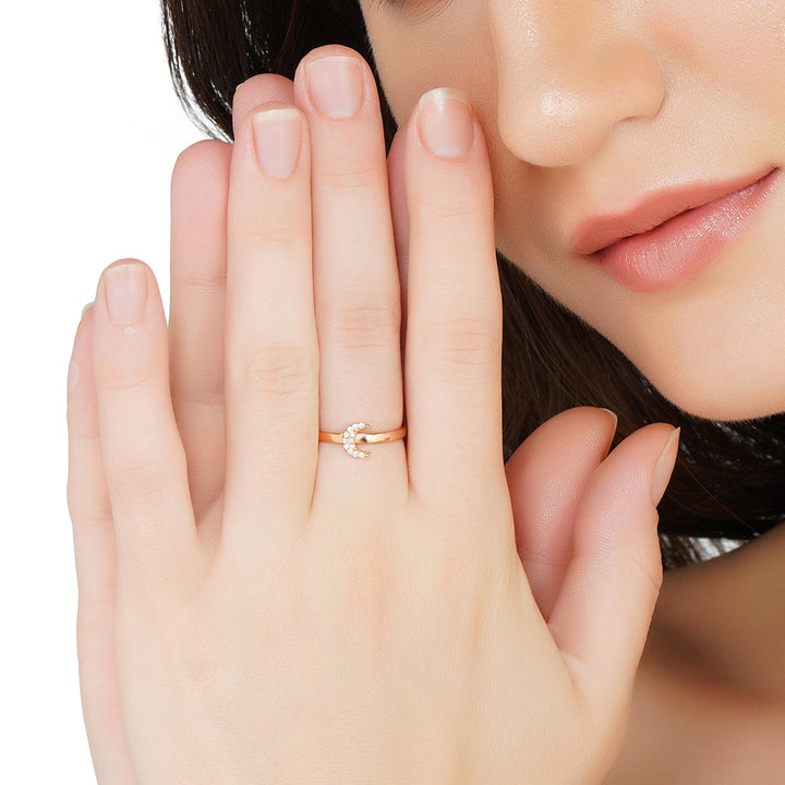 Crescent Moon Sterling Silver Ring