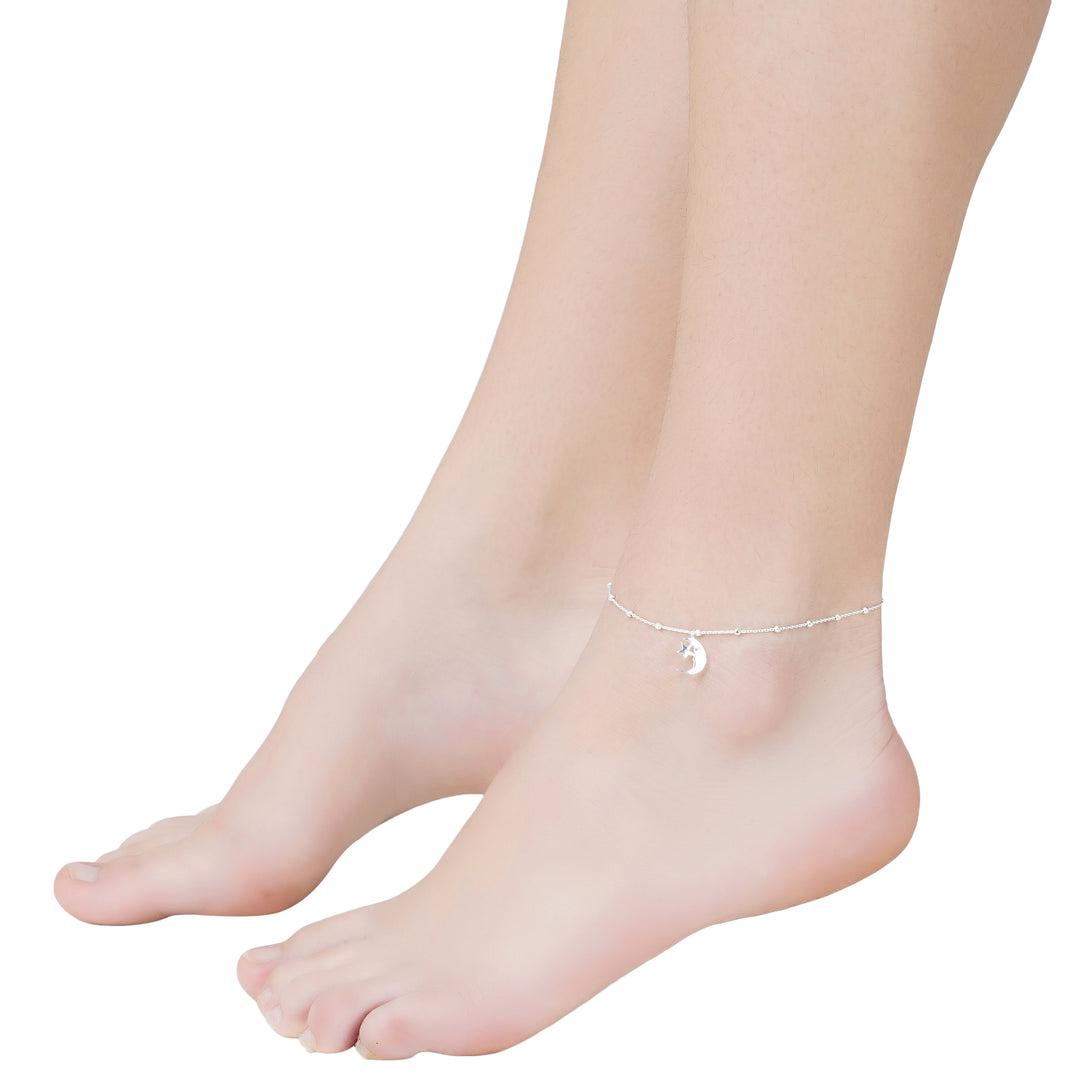 Moon Star Sterling Silver Anklet