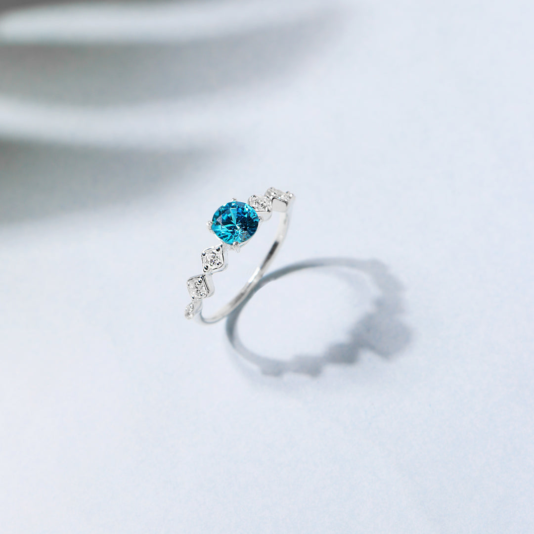 Crystal Blue Zircon Sterling Silver Ring