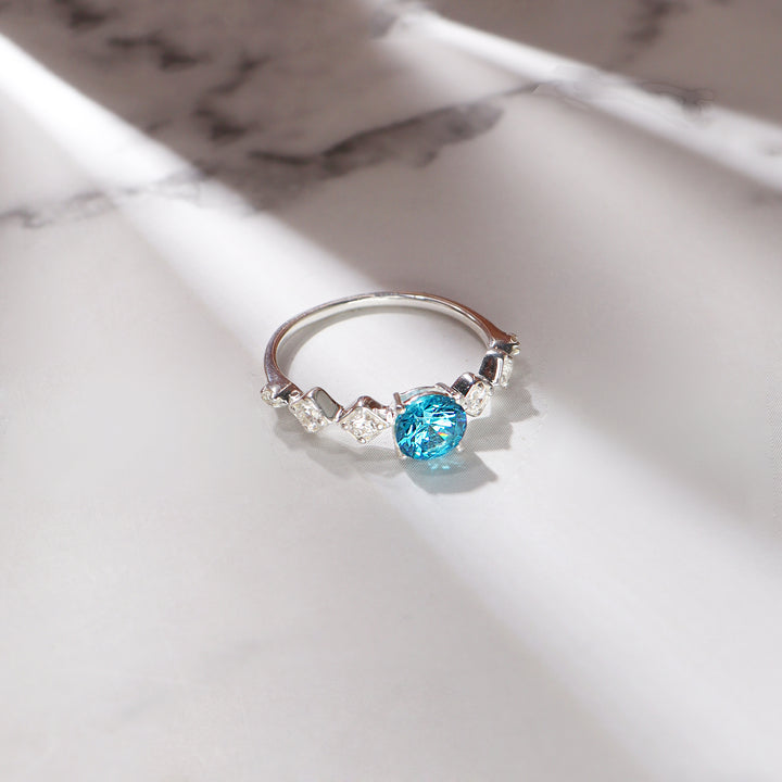 Crystal Blue Zircon Sterling Silver Ring