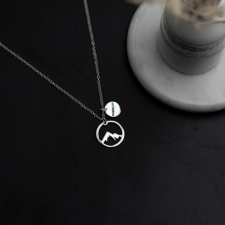 Wanderlust Mountain Sterling Silver Charm Necklace