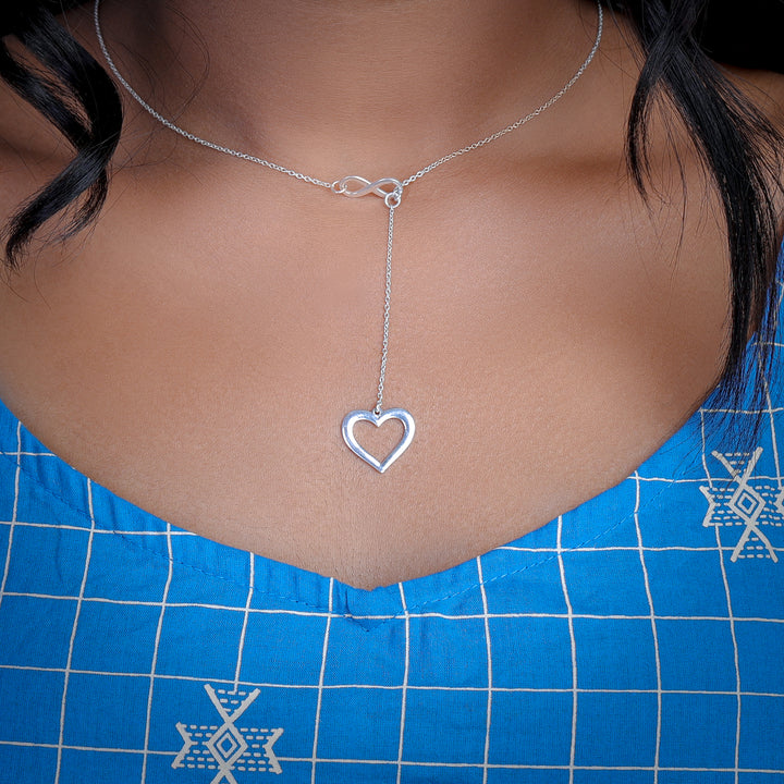 Infinity Heart Sterling Silver Charm Necklace