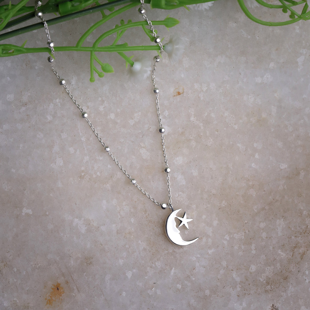 Moon Star Sterling Silver Anklet